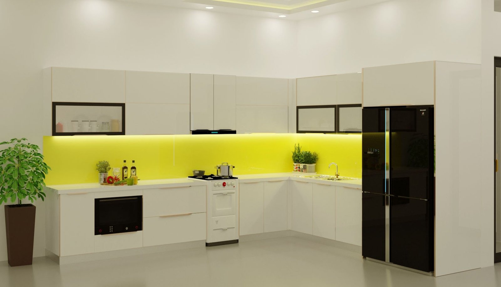 ưu nhược điểm tủ bếp inox cánh kính