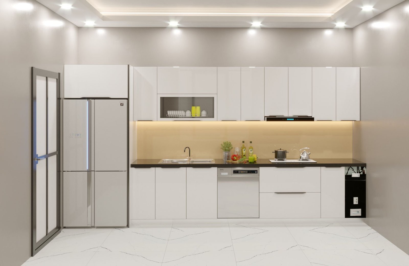 ưu nhược điểm tủ bếp inox cánh kính