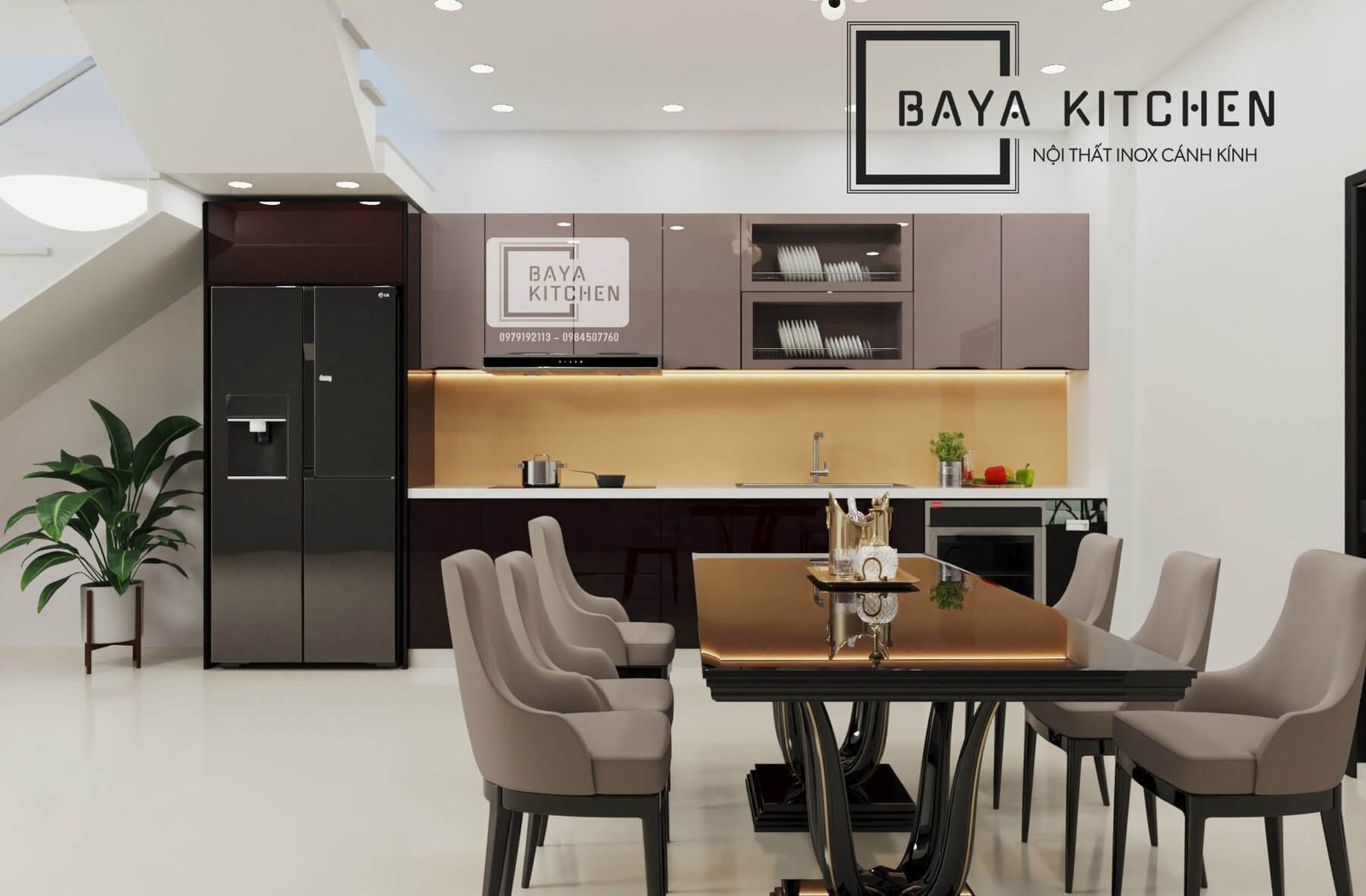 ưu nhược điểm tủ bếp inox cánh kính