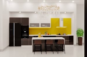 tủ bếp inox cánh kính