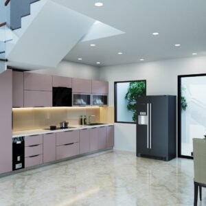 Mẫu tủ bếp inox cánh kính 29