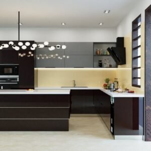 Mẫu tủ bếp inox cánh kính 30