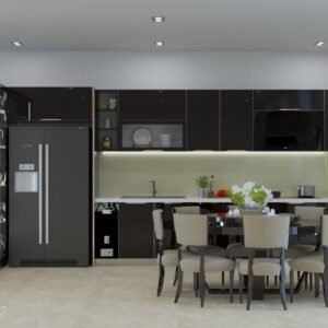 Mẫu tủ bếp inox cánh kính 31