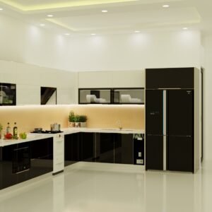 Mẫu tủ bếp inox cánh kính 33