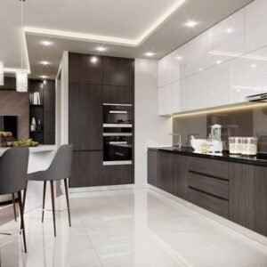 Mẫu tủ bếp inox cánh kính 56