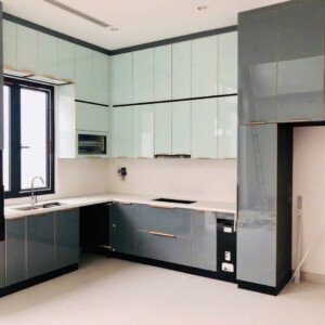Mẫu tủ bếp inox cánh kính 48