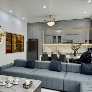 Mẫu tủ bếp inox cánh kính 16