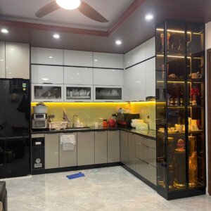Mẫu tủ bếp inox cánh kính 19