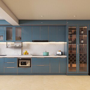 Mẫu tủ bếp inox cánh kính 24