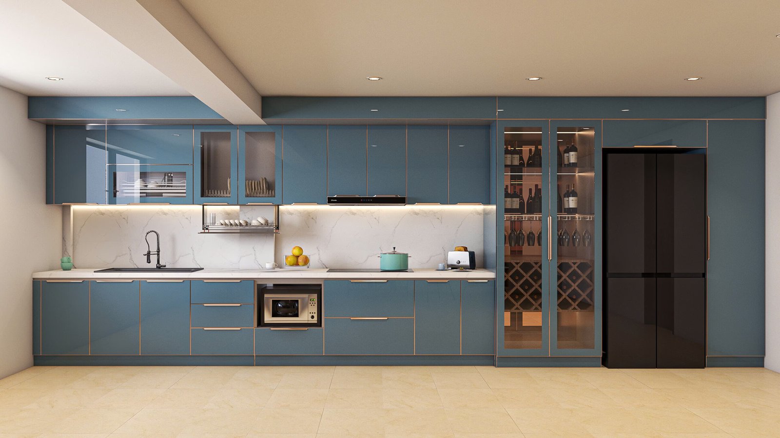 Mẫu tủ bếp inox cánh kính 24