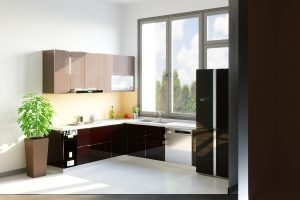 Tủ bếp inox cánh kính tại Thanh Hoá